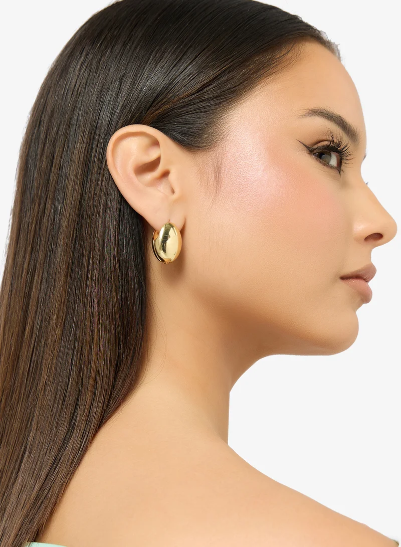 Ginger Gold 2PK Oval Chunky Statement Gold Earrings for Women | Best Price UAE